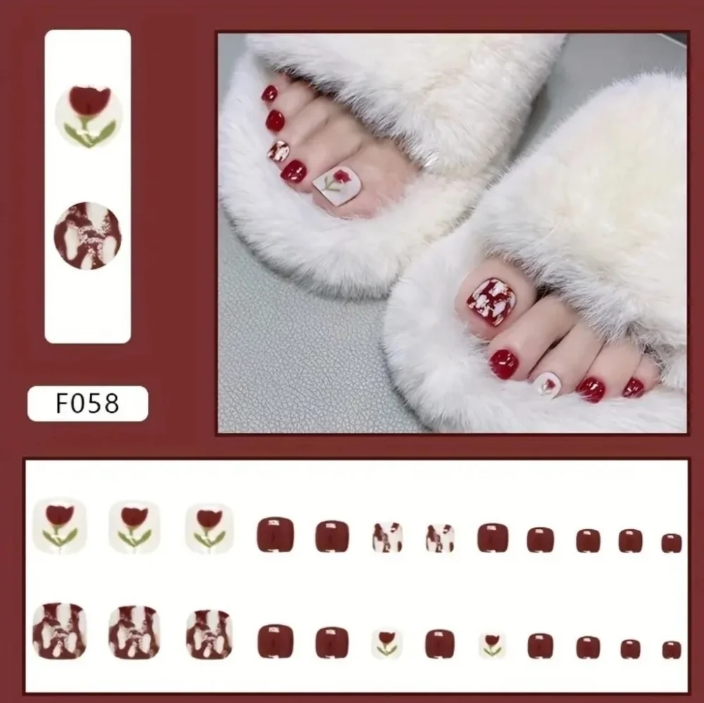 24 Pieces Fake Toe press on nails